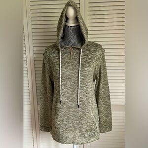 Earthbound Trading Co. Knit Hoodie Sweater Gray White Size M